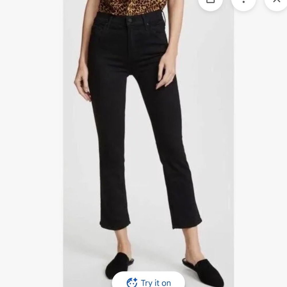 NWT Mother The Insider‎ Crop Jeans Women Black Not Guilty High Rise Flare 30